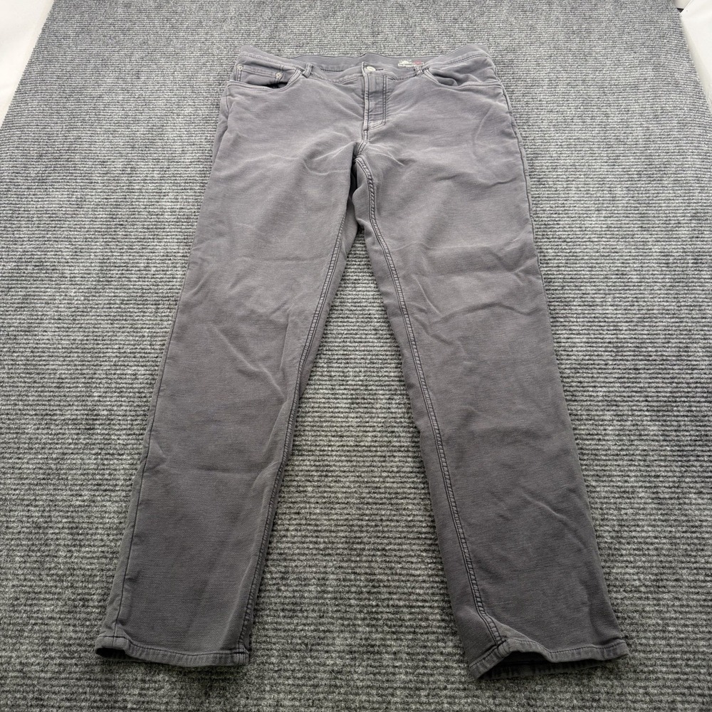 Faherty Jeans Mens Size 38x32 Stretch Slim‎ Fit Straight Leg 5 Pocket Pants Gray